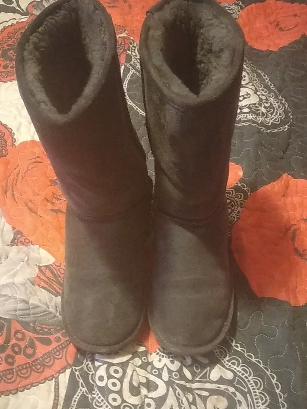 BearPaw Women's Black Suede Mid-Calf Winter Boots